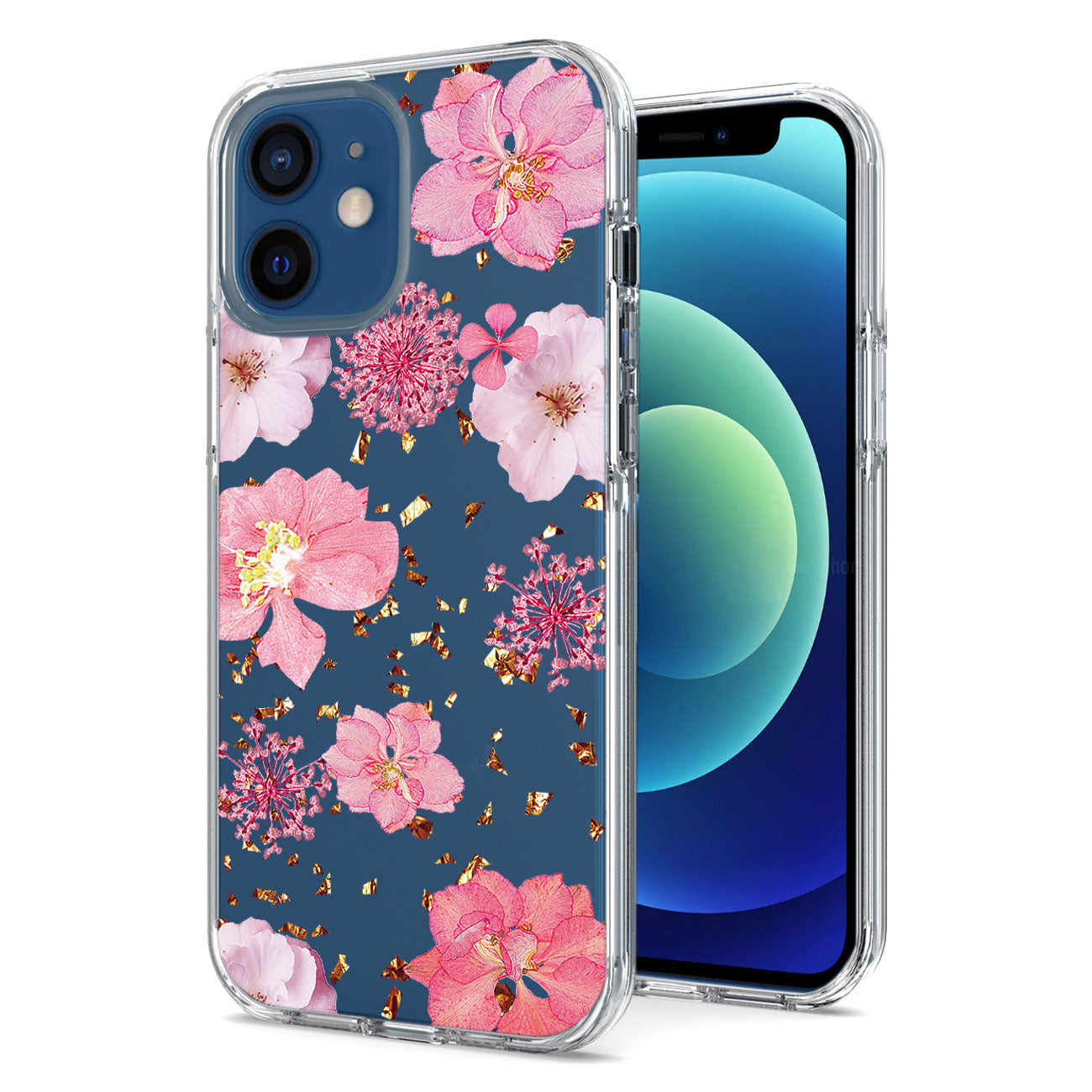 Pressed dried flower Design Phone case for APPLE IPHONE 12 MINI in Pink